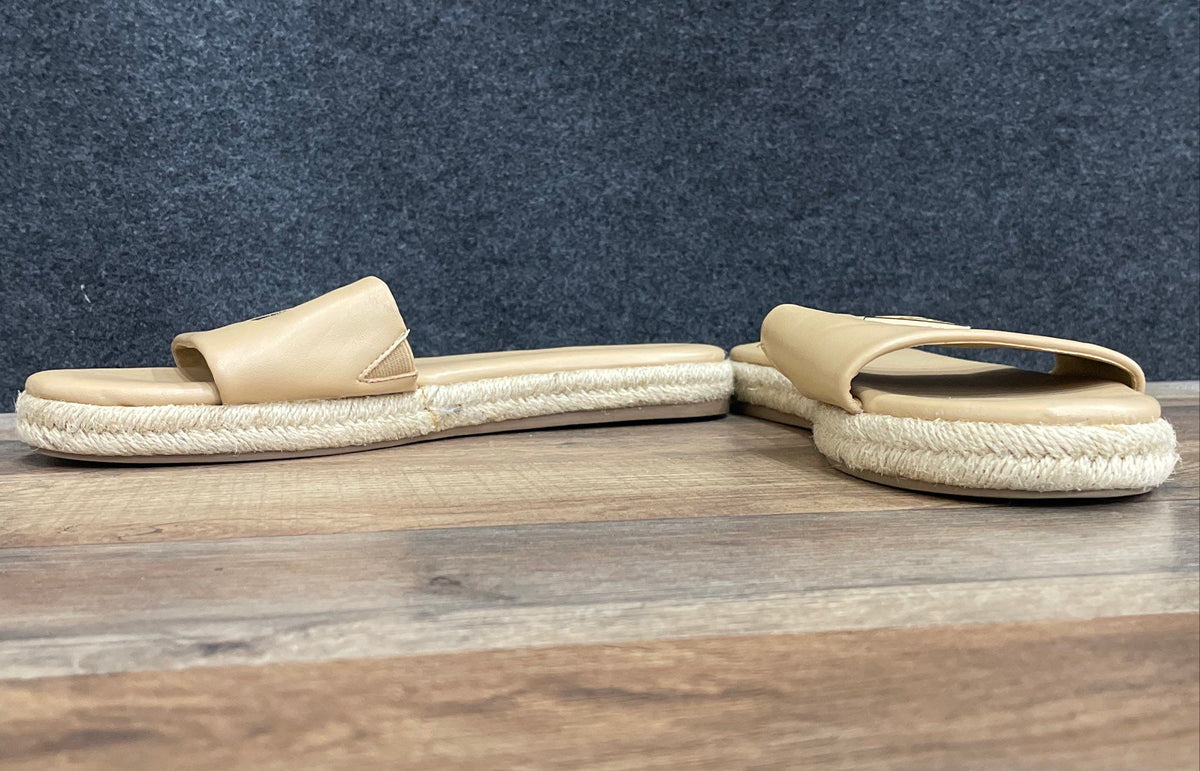 Guess Cream Espadrille Logo Slide Sandals Women's Size 10