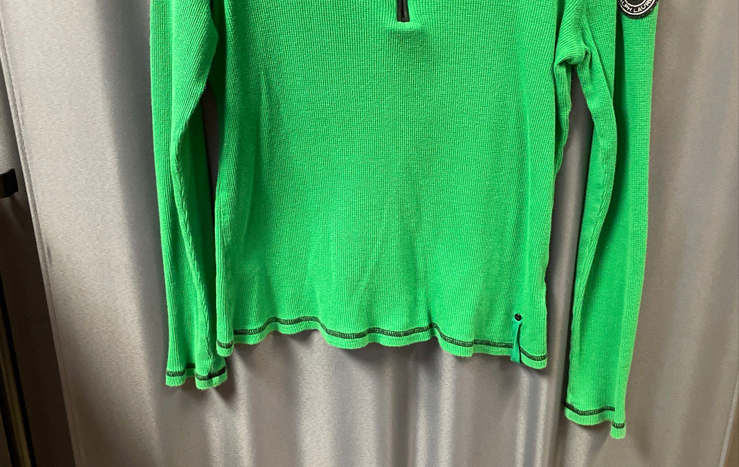Lauren Active Ralph Lauren Women's Green Waffle Knit 1/4 Zip Top Size L