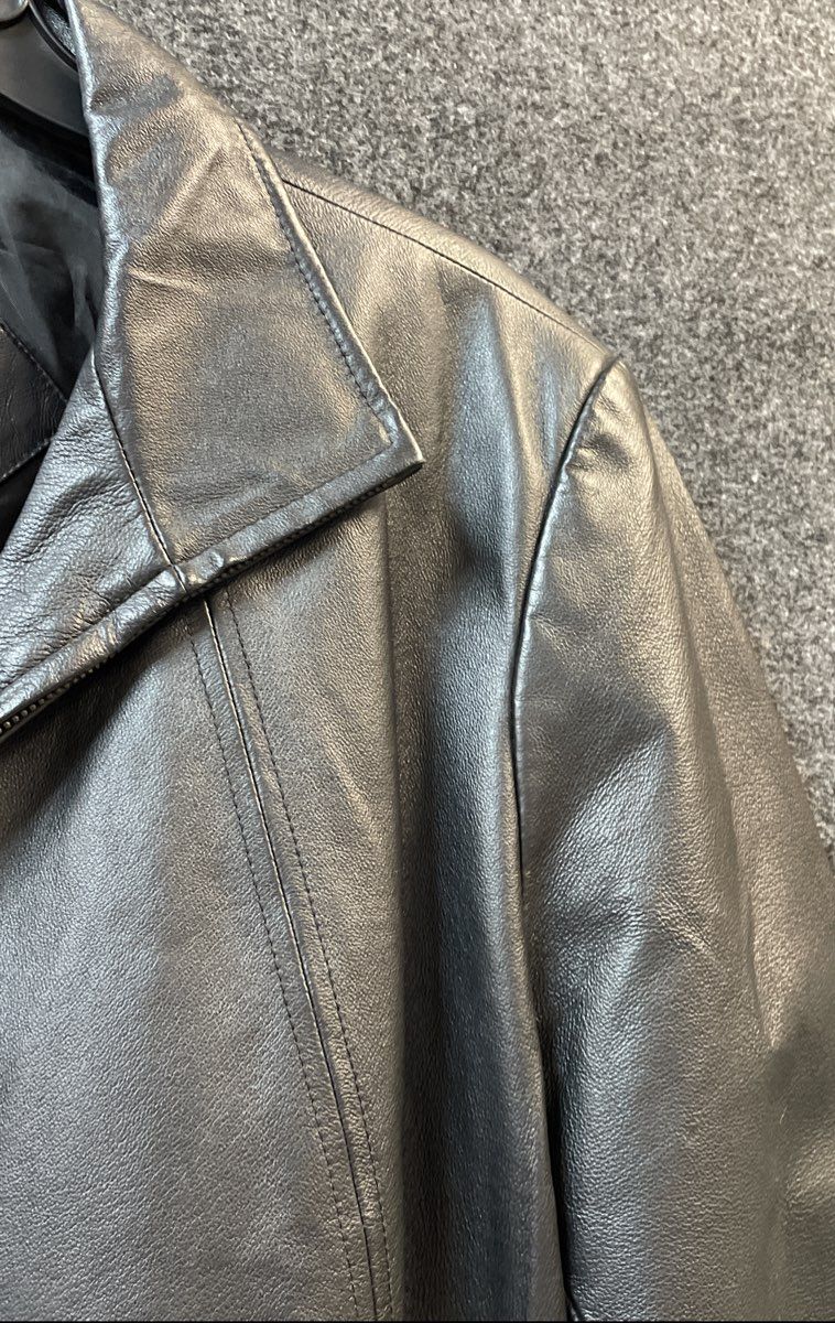 Worthington Women's Black Nappa Leather Belted Zip Jacket Vintage Y2K Sz Large