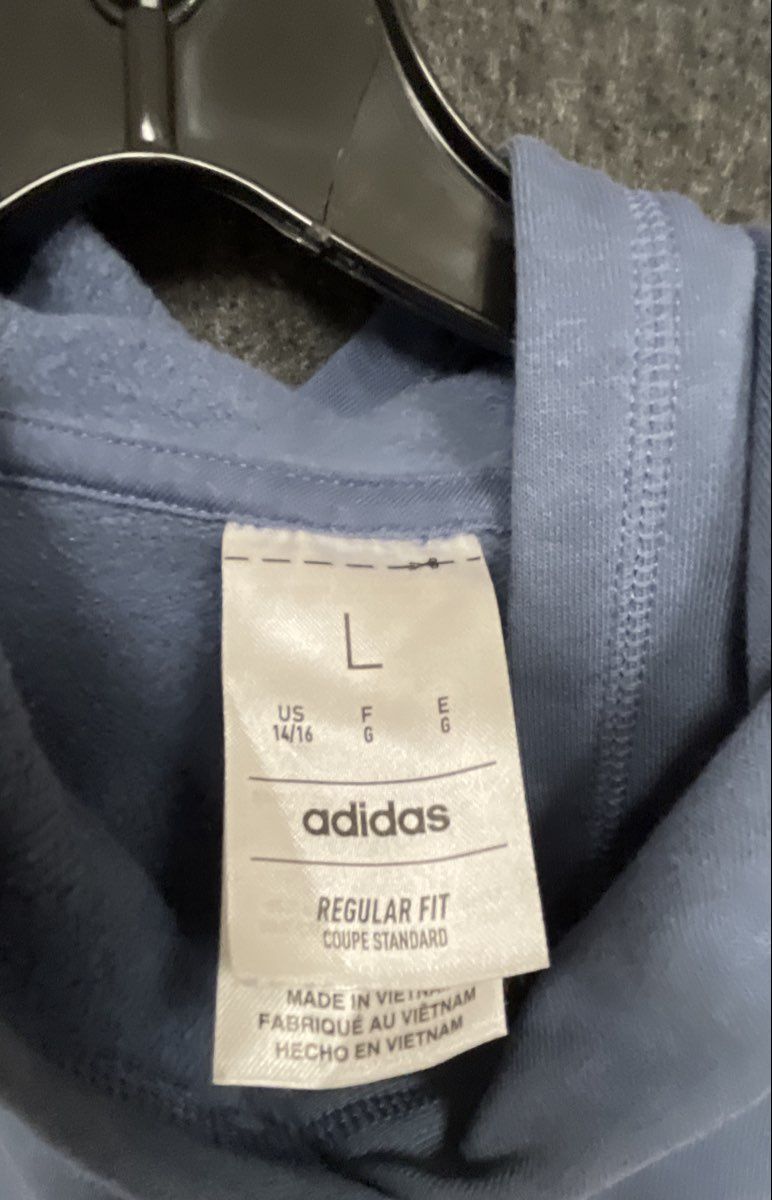 Adidas Youth Kids Light Blue Logo Pullover Hoodie Sweatshirt Size L 14/16