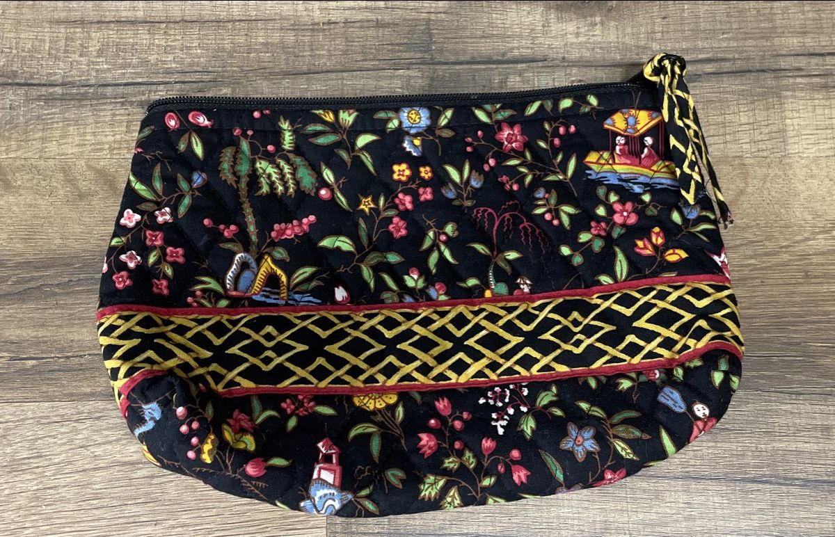 Vintage Vera Bradley Asian Flower Quilted Cotton Tote Bag and Zip Pouch Set