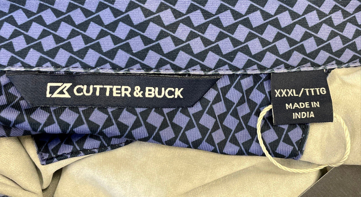 Cutter & Buck Men's Blue Diamond Print Polo Swedish Match Embroidery Sz XXXL