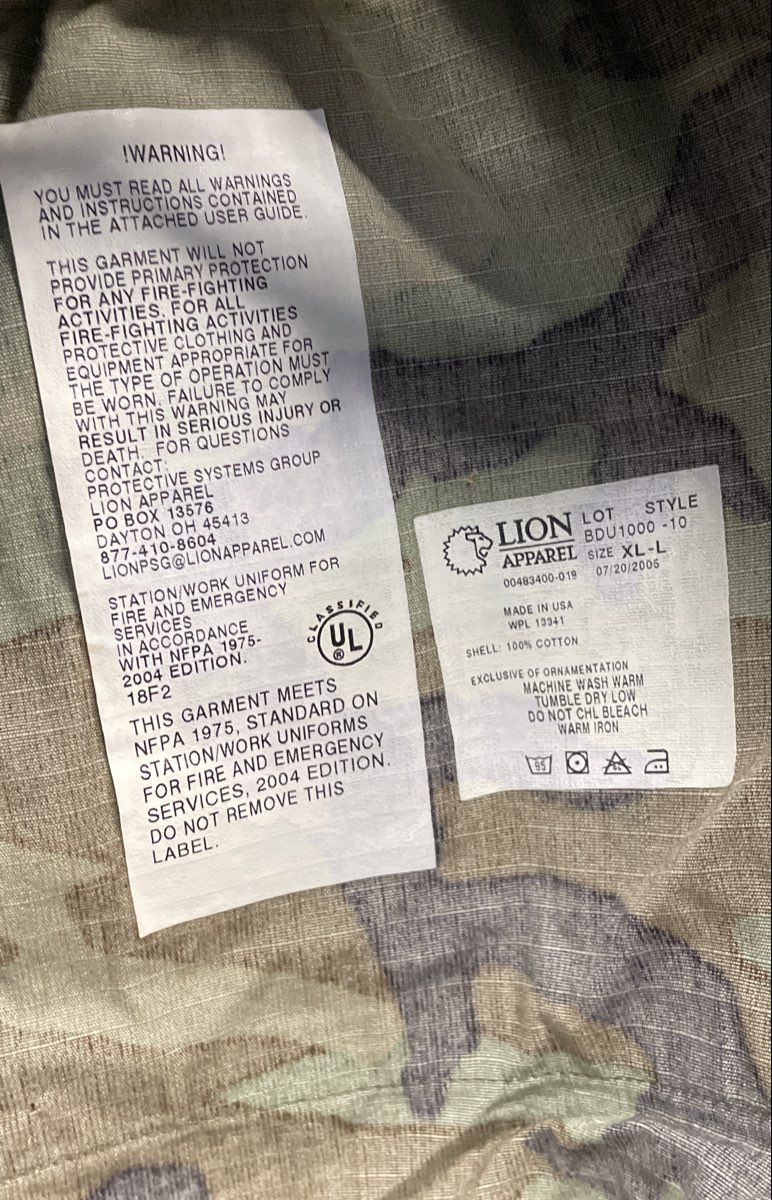 Vintage 2005 Lion Apparel Woodland Camo BDU Field Jacket Ripstop Sz XL-L USA
