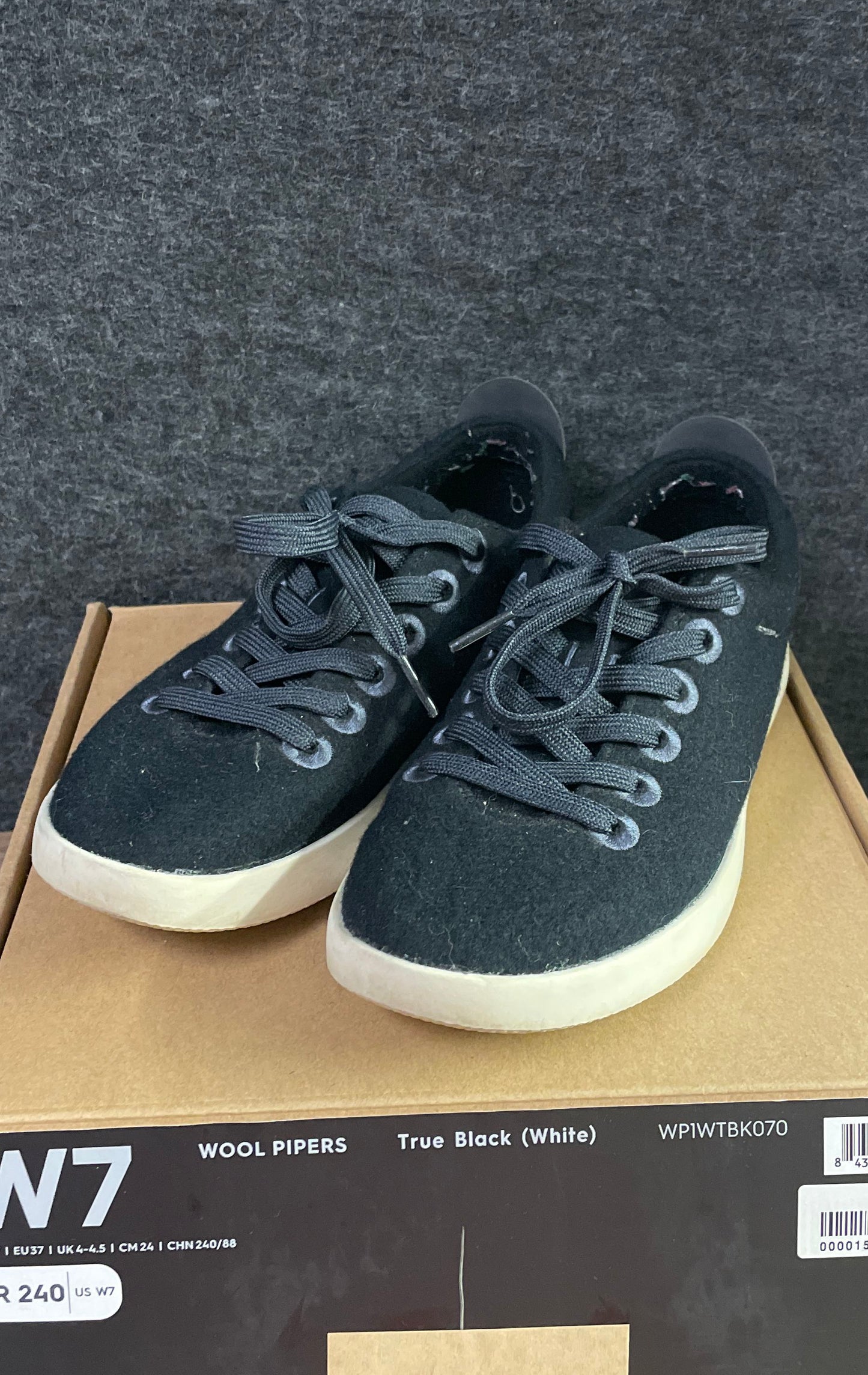 Allbirds Wool Pipers True Black Sustainable Sneakers Women's Size 7