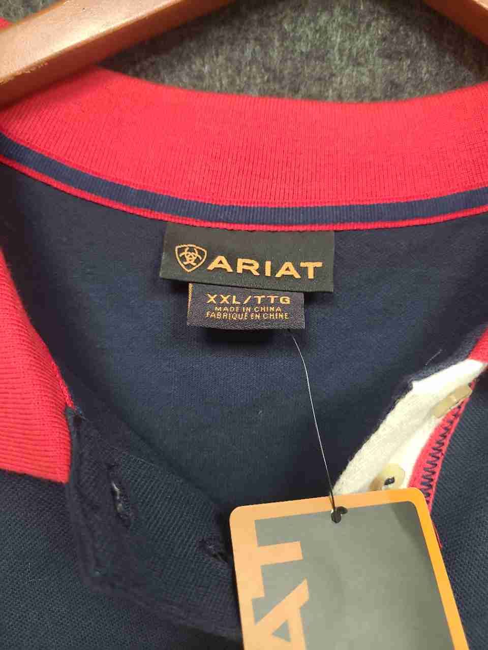 Ariat Women's Navy Red Team Logo Polo Shirt NWT Size XXL Equestrian
