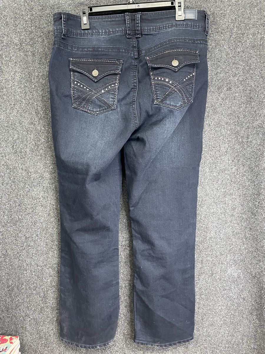 Wallflower Women's Luscious Curvy Rhinestone Flap Pocket Bootcut Jeans Sz 16W