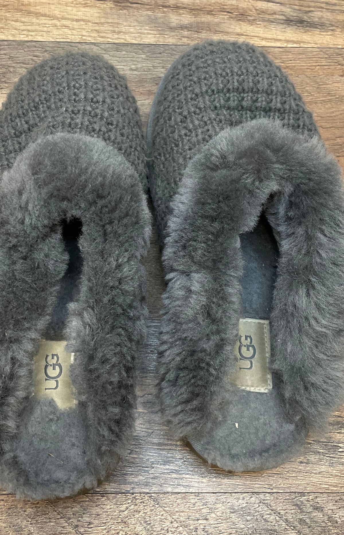 UGG Cozy Knit Charcoal Grey Wool Blend Slipper Mules Women's Size 8