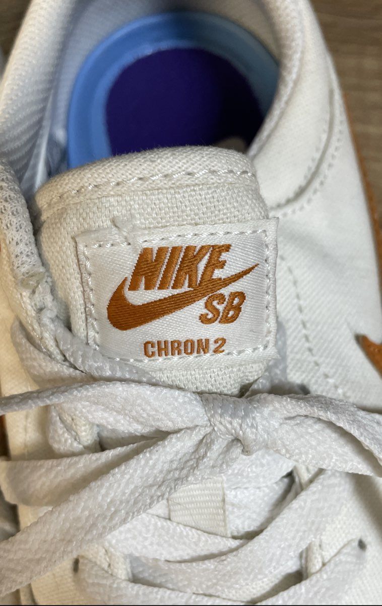 Nike SB Chron 2 White Magma Orange Gum Skate Shoes Size 6