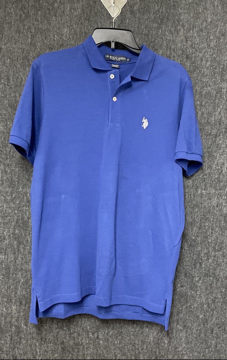 U.S. Polo Assn. Men's Blue Short Sleeve Pique Cotton Polo Shirt Logo Sz M