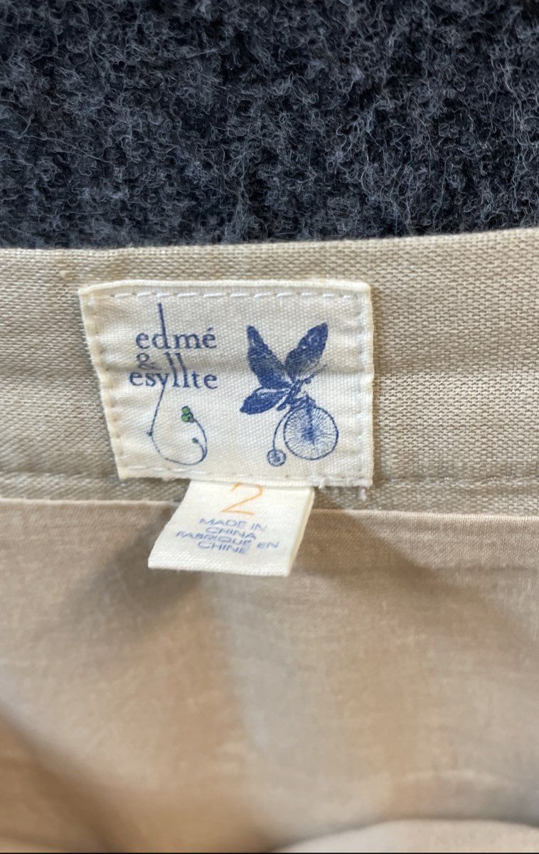 Edme & Esyllte Women's Cream Tiered Scalloped Petal Shimmer Linen Skirt Sz 2