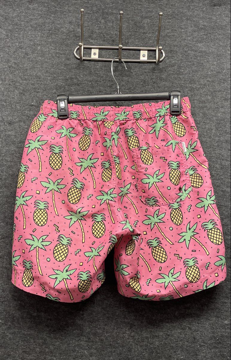 Maamgic Men's Pink Pineapple Palm Tree 90s Retro Aesthetic Swim Trunks Sz M
