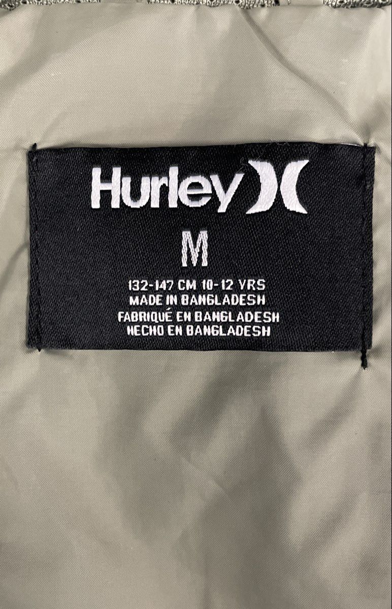 Hurley Boys Colorblock Hooded Windbreaker Jacket Olive Black Sz M 10-12