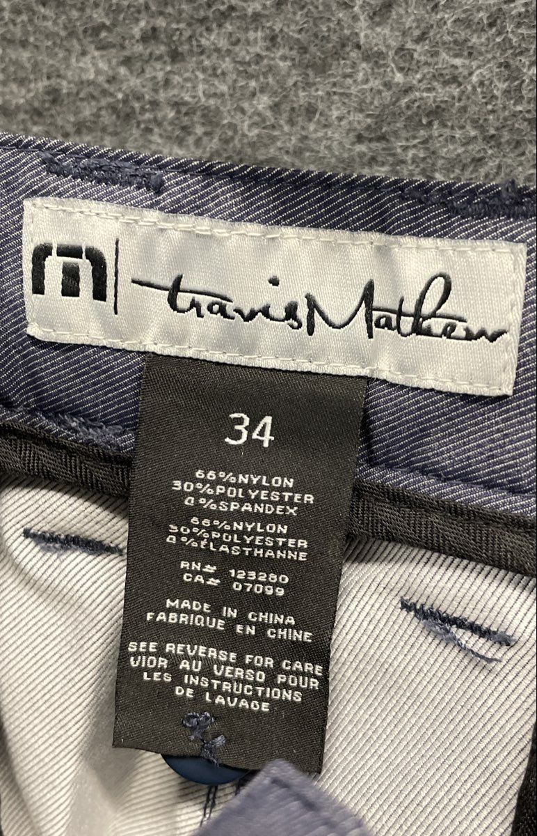 Travis Mathew Men's Blue Performance Stretch Golf Chino Dress Pants Size 34