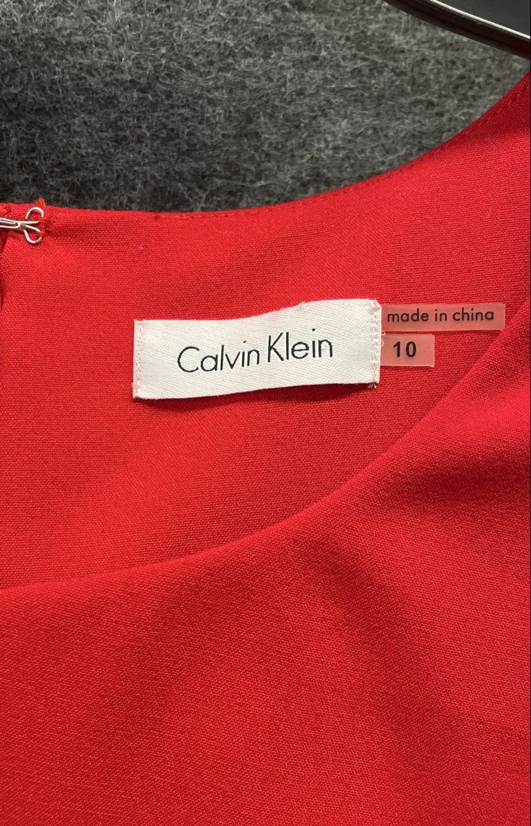 Calvin Klein Women's Red Sleeveless Asymmetrical Tiered Sheath Dress Size 10 NWT