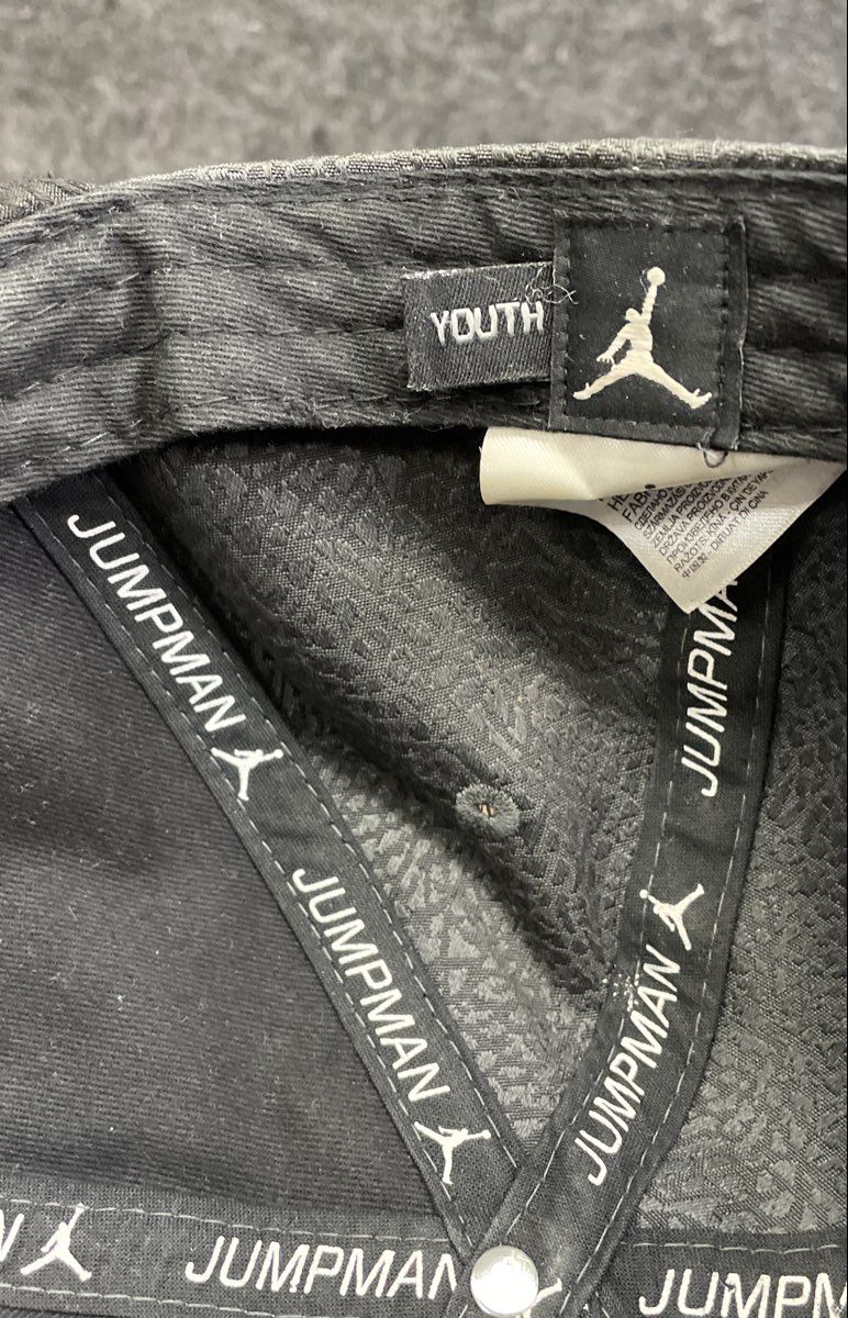 Jordan Youth Snapback Hat Gray Black Elephant Print Metal Jumpman Logo