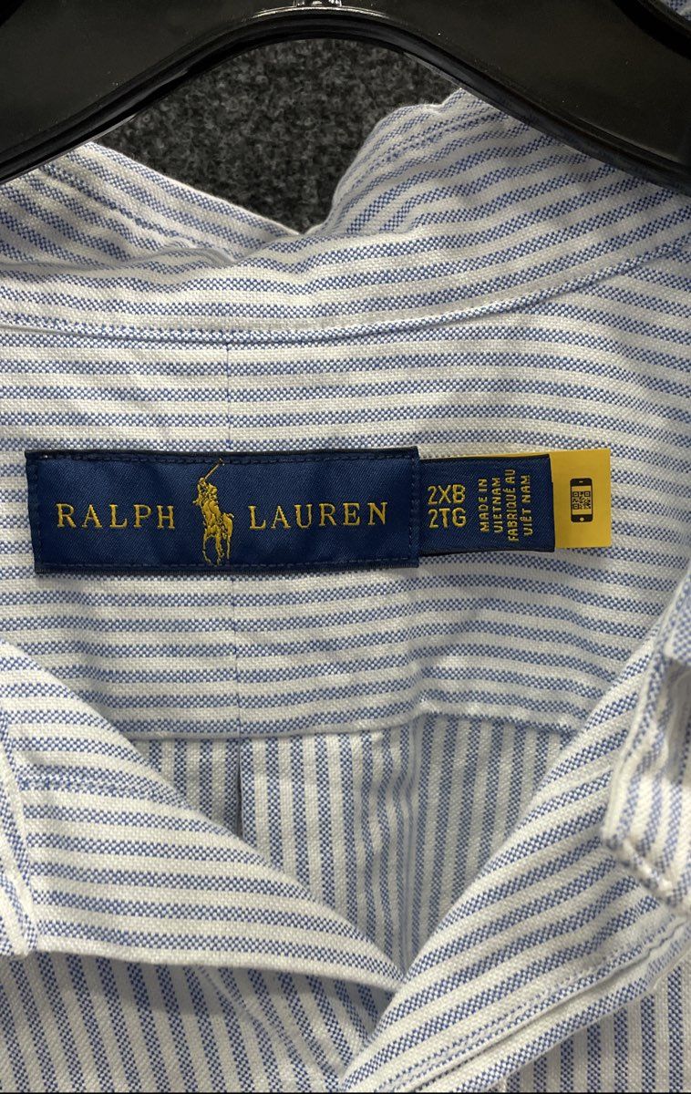 Ralph Lauren Men's Blue White Striped Long Sleeve Button Down Shirt Size 2XB