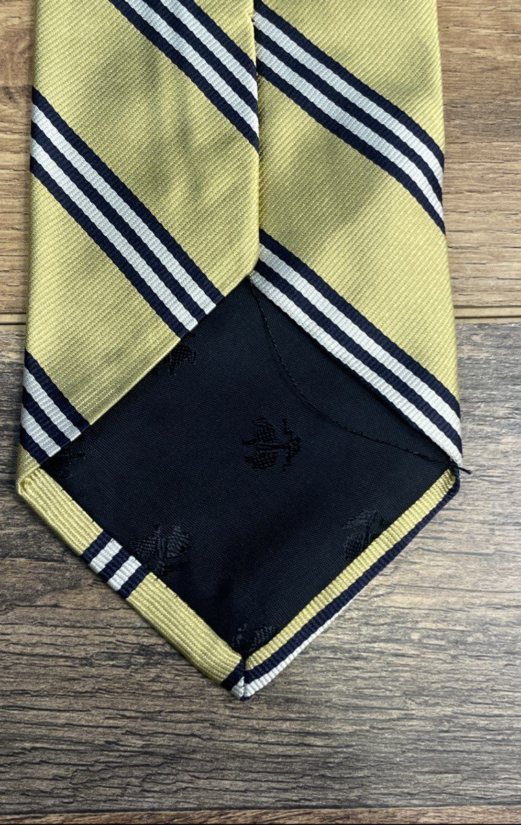 Brooks Brothers Men's Silk Ties Lot of 2 Navy Medallion Yellow Repp Stripe USA