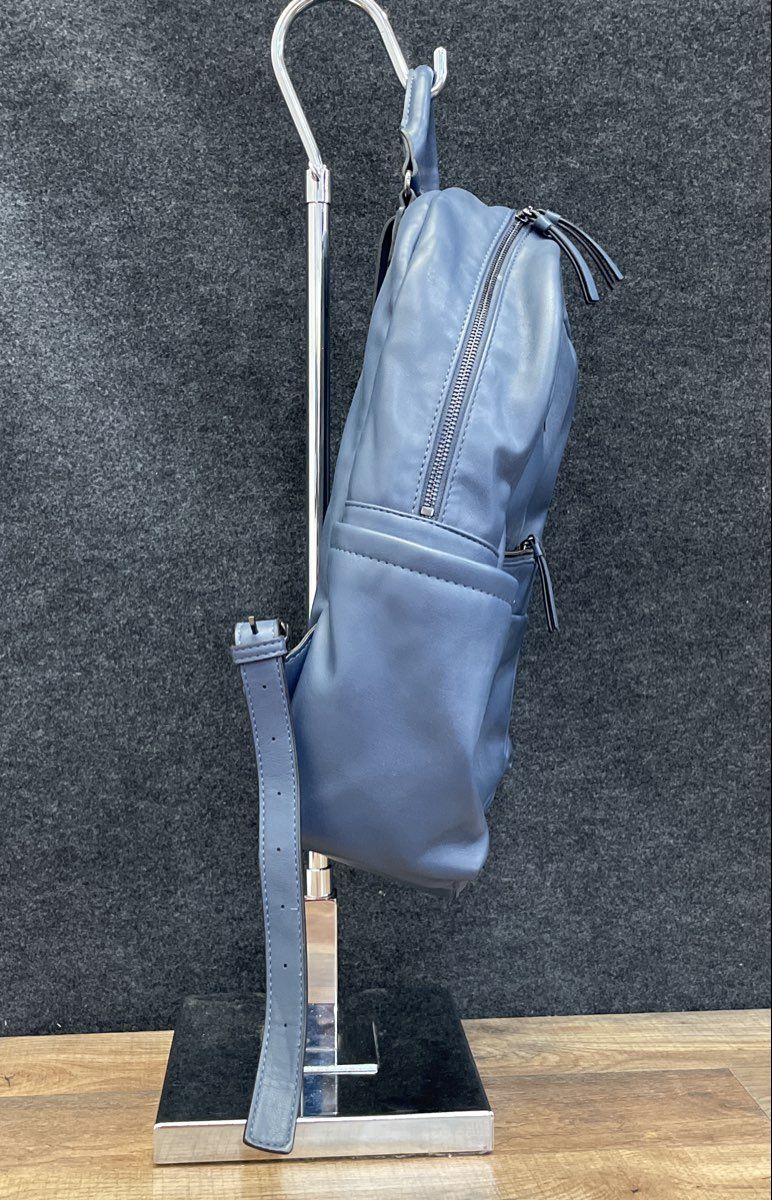 Simply Vera Vera Wang Blue Leather Backpack Large Rucksack Gunmetal Hardware