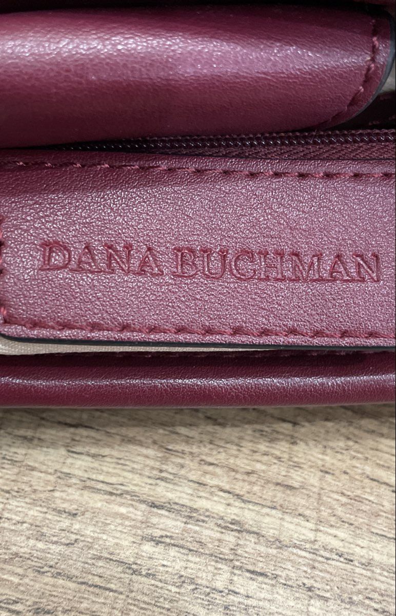 Dana Buchman Red Leather Embossed Lattice Tote Bag Silver Hardware