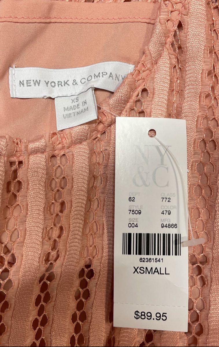 New York & Company Women's 2-Piece Set Peach Peplum Top Pencil Skirt Sz XS NWT
