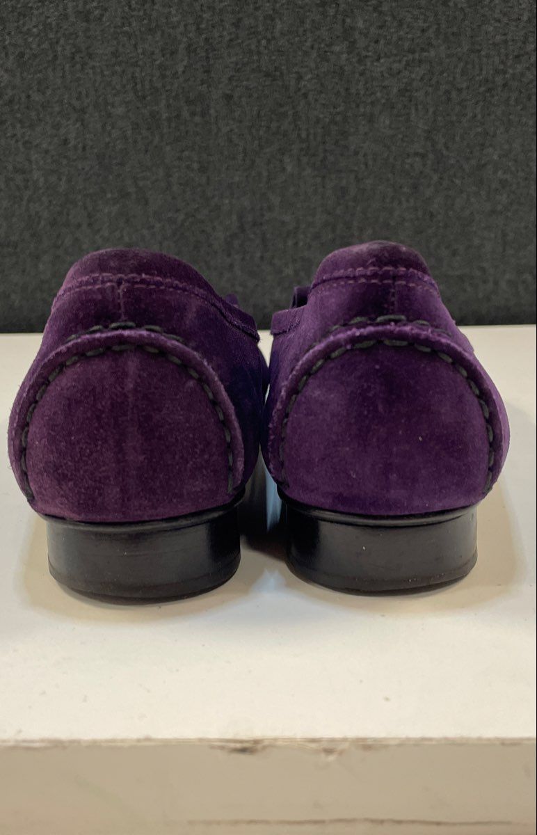Stuart Weitzman Purple Suede Kiltie Fringe Loafer Flats Size 7.5