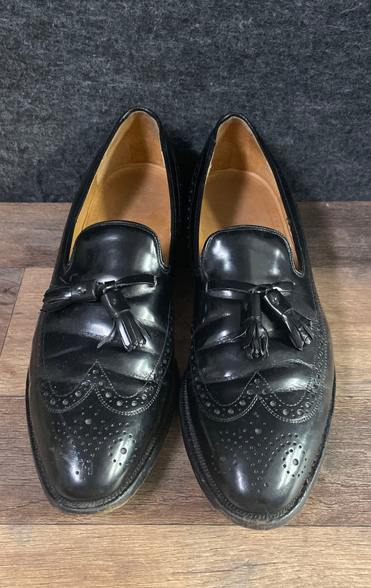 Johnston & Murphy Black Leather Wingtip Tassel Loafers Men's Size 10