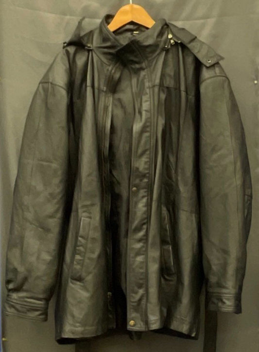 Men's Black Leather Vintage-style Unbranded Coat - Size XL