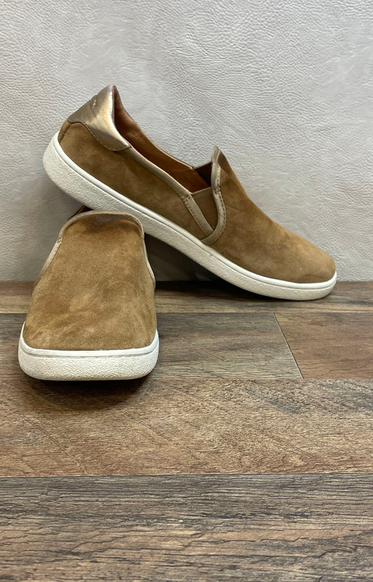 UGG Cas Chestnut Suede Gold Metallic Heel Slip On Sneakers Women's Size 9.5