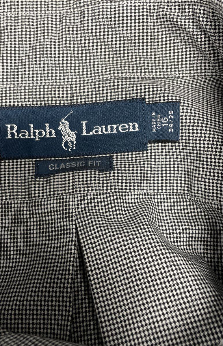Ralph Lauren Men's Classic Fit Micro Check Button Down Shirt Sz 16 34/35