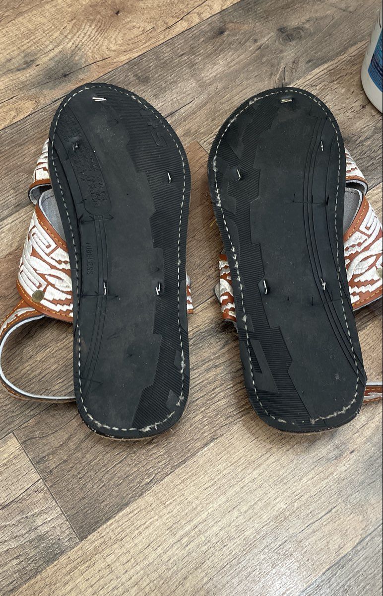D'Classicos Mexican Embroidered Leather Huarache Tire Sole Sandals Size 27 US 9