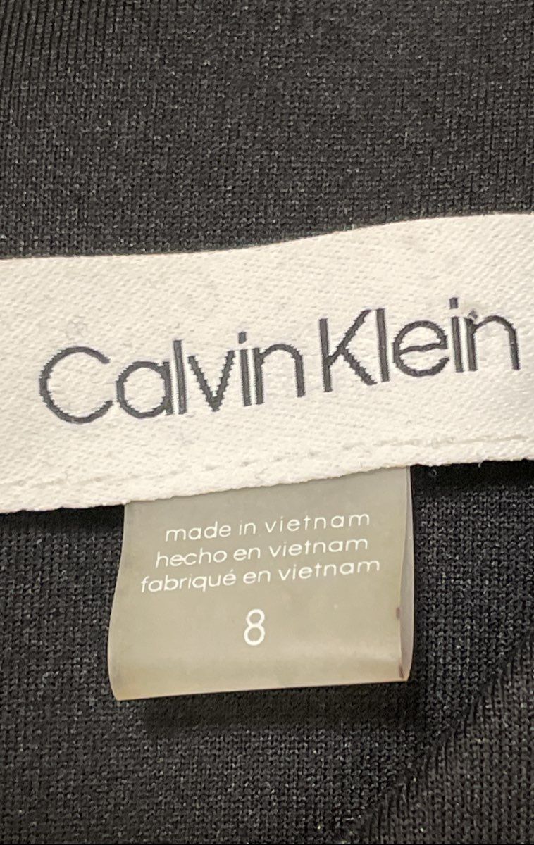 Calvin Klein Women's Black Sleeveless A-Line Dress Exposed Gold Zipper Sz 8