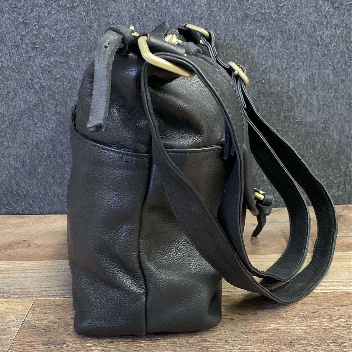 Great American Leather Works Black Leather Laced Front Crossbody Shoulder Bag