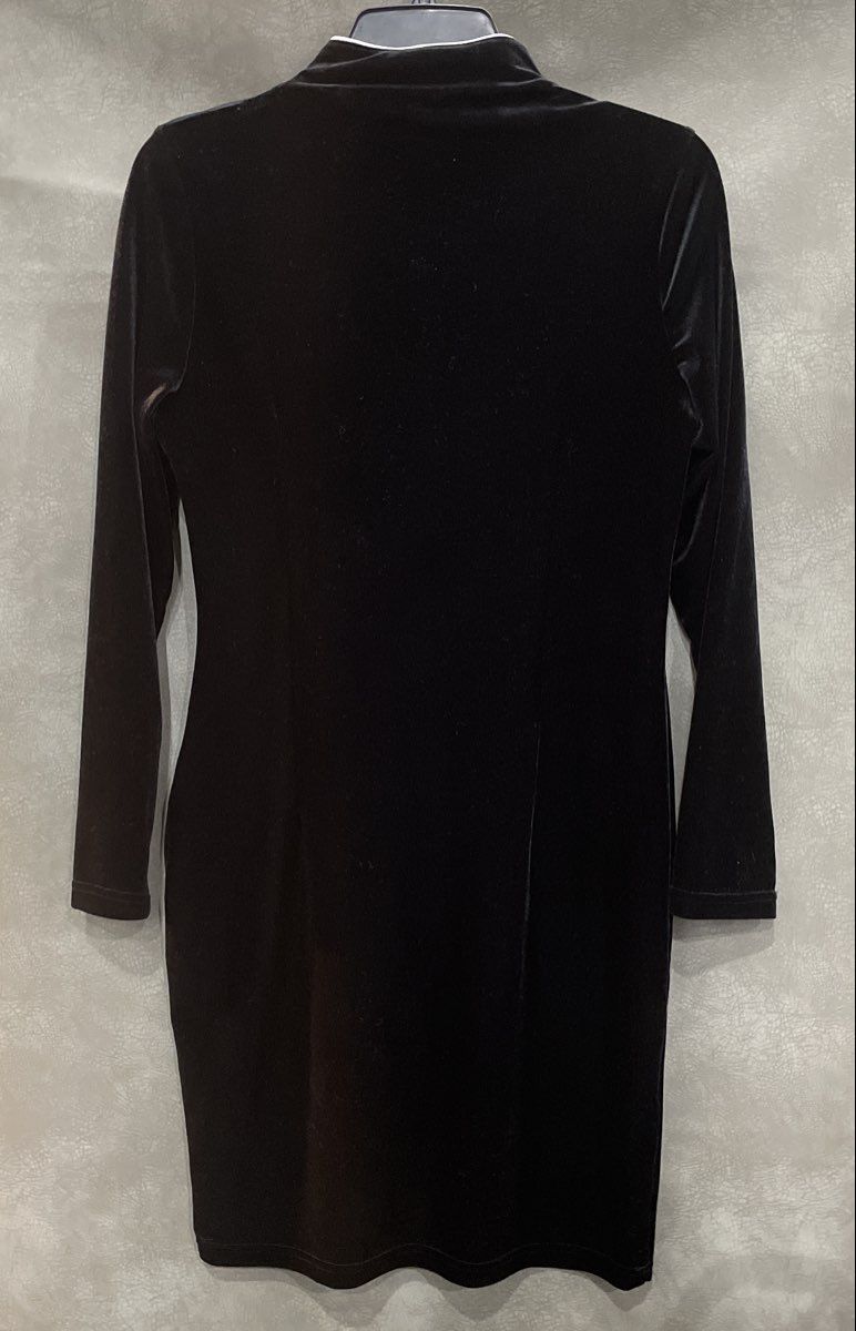 Vifeinidi Women's Black Velvet Sequin Peacock Long Sleeve Tunic Dress Rhinestone