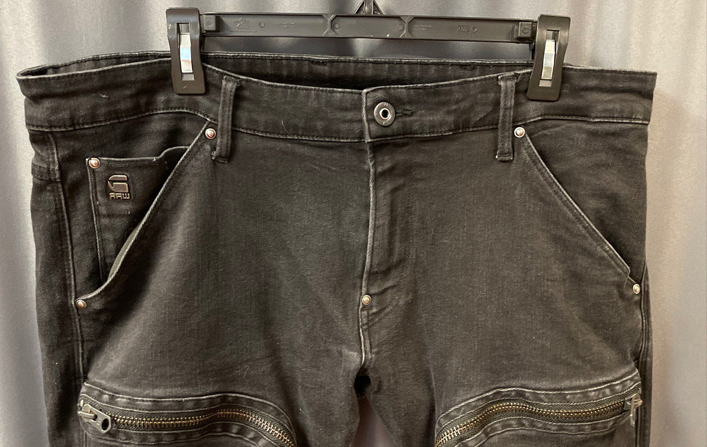 G-Star Raw Men's Air Defense Skinny Black Faded Jeans Sz 38x32
