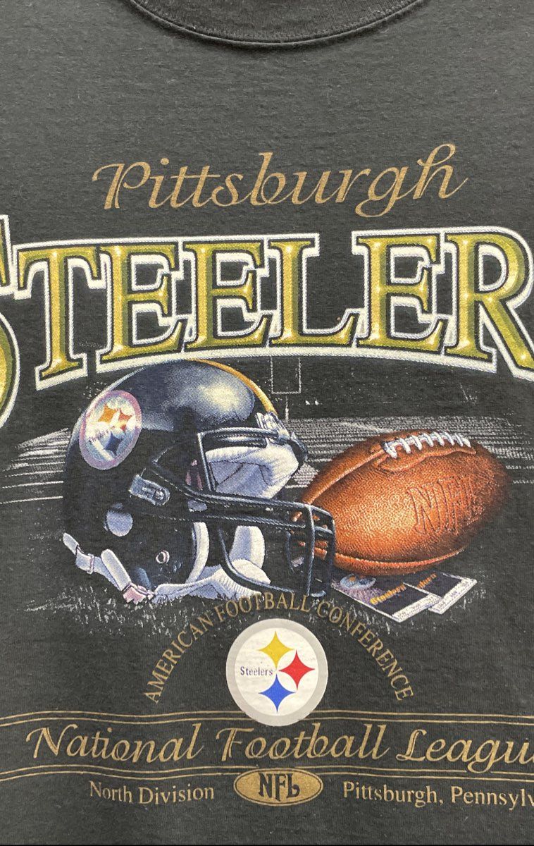 Vintage Y2K NFL Men's Pittsburgh Steelers Graphic T-Shirt Faded Black Sz L
