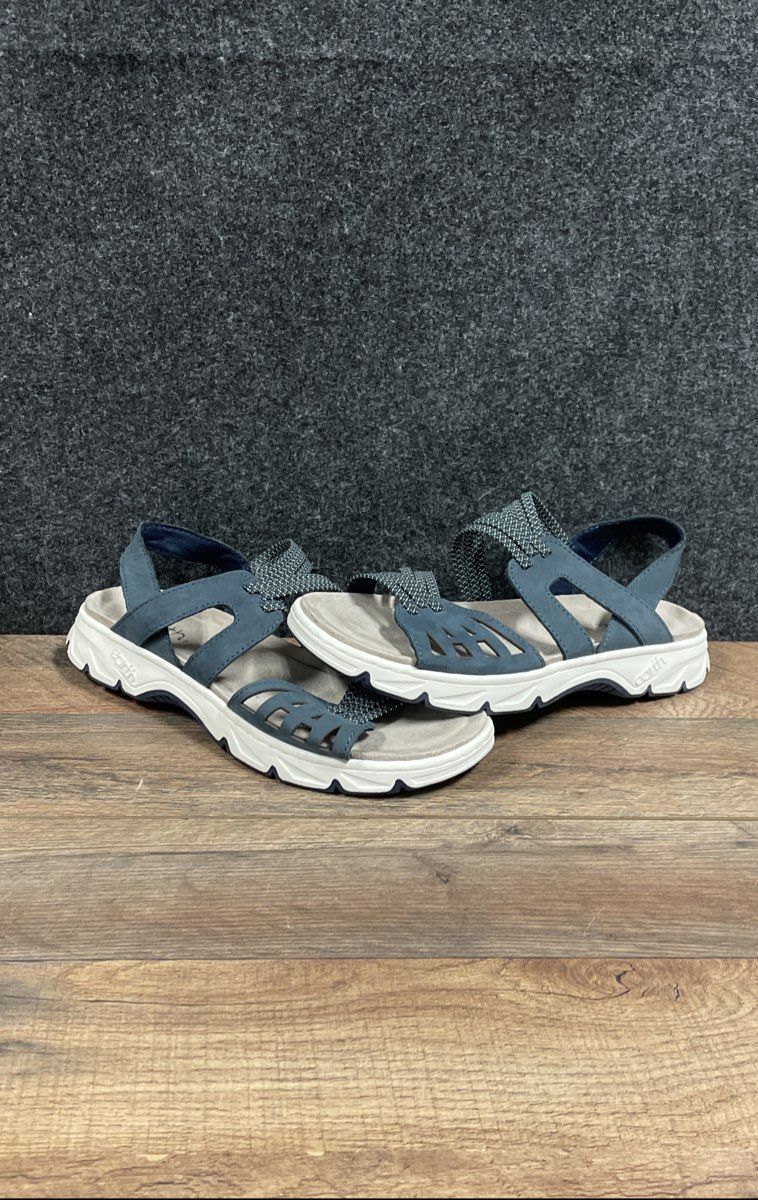 Earth Blue Nubuck Woven Strappy Sport Sandals Women's Size 7.5W