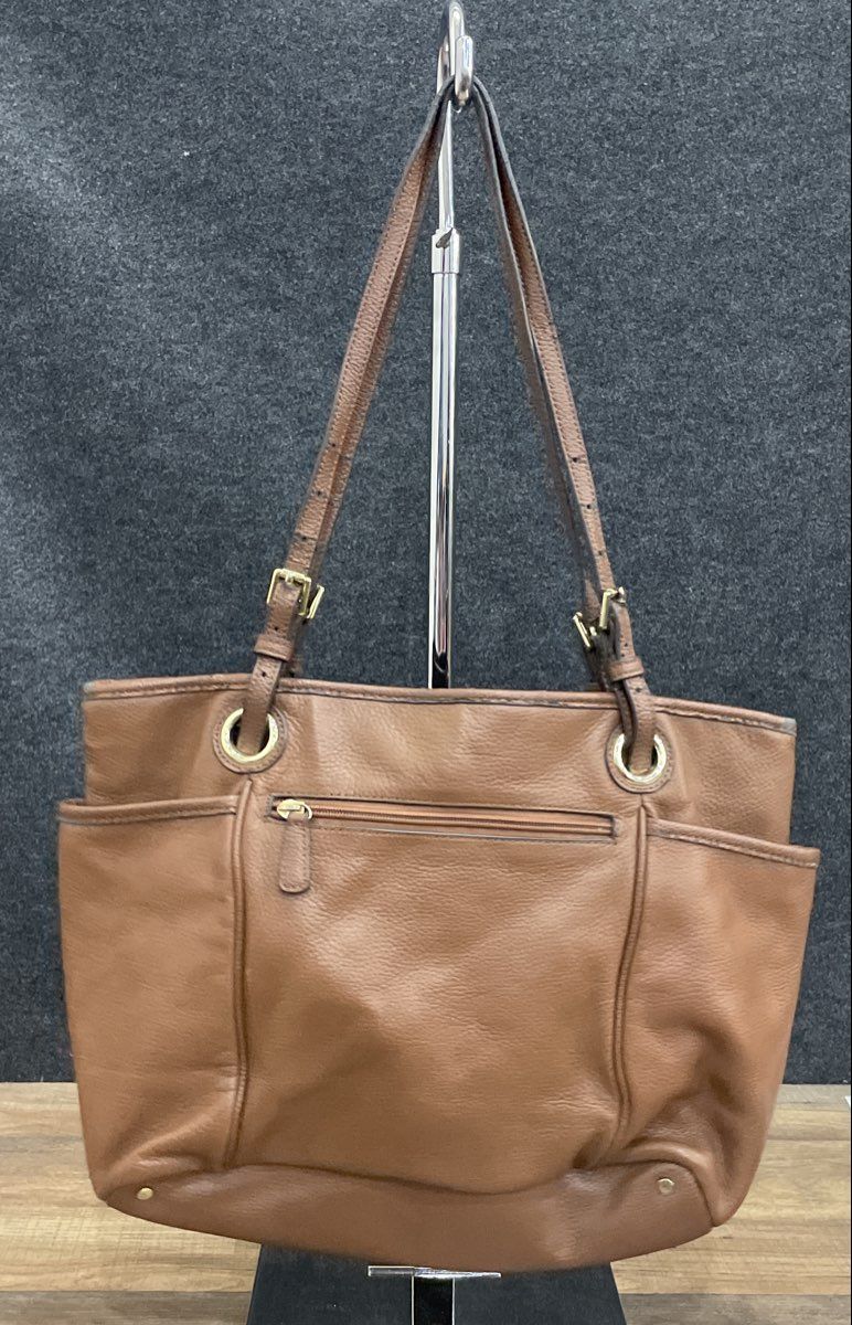 Nicole by Nicole Miller Brown Pebbled Tote Shoulder Bag Gold Hardware