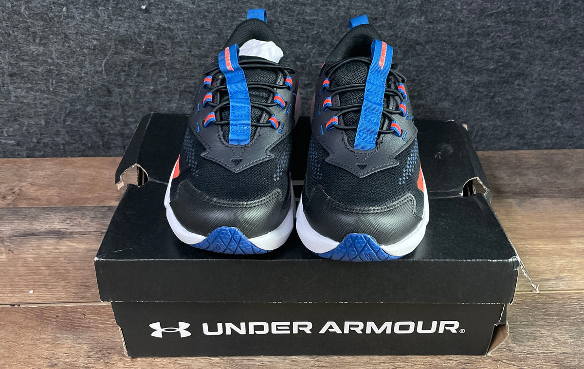 Under Armour Scramjet 6 Black Blue Orange Boys Running Shoes Size 1Y DS