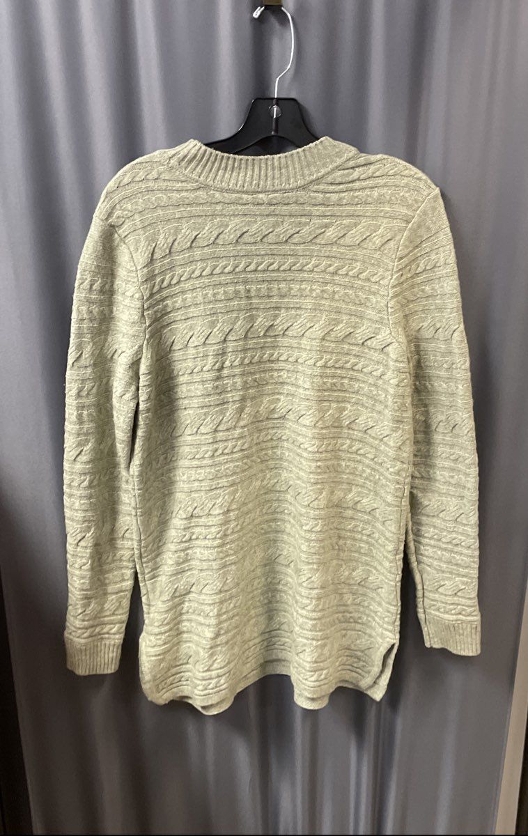Soft Surroundings Women's Sage Green Cable-Knit Cotton Blend Sweater Sz L