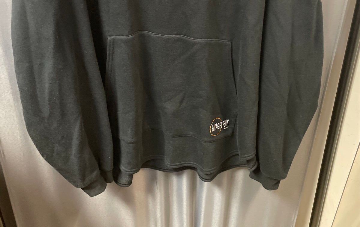 Savage X Fenty Women's Black Pullover Hoodie Boxy Logo Graphic Sz XL
