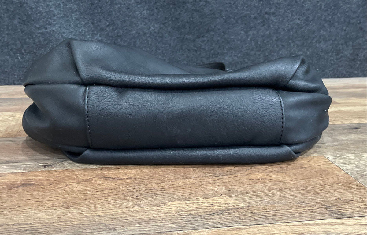 Simply Vera Vera Wang Black Leather Studded Hobo Shoulder Bag Silver Hardware
