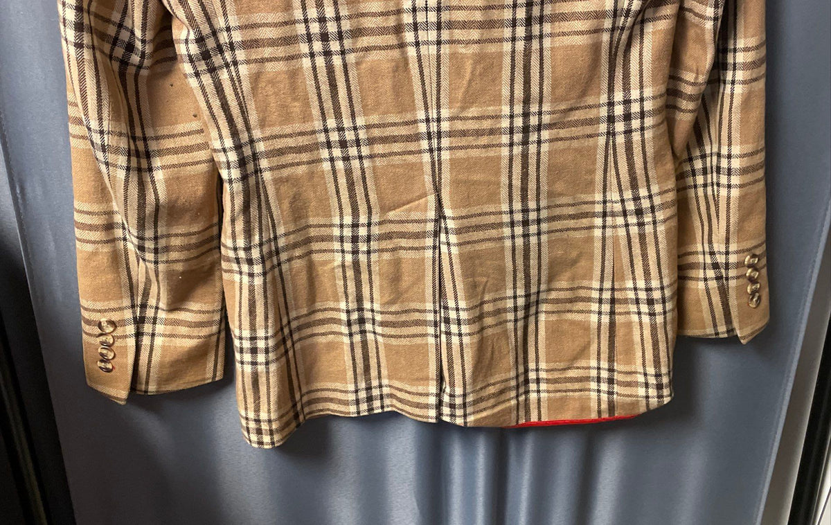 Sean John Men's Tan Plaid Wool Blend Blazer Sport Coat Jacket Sz S