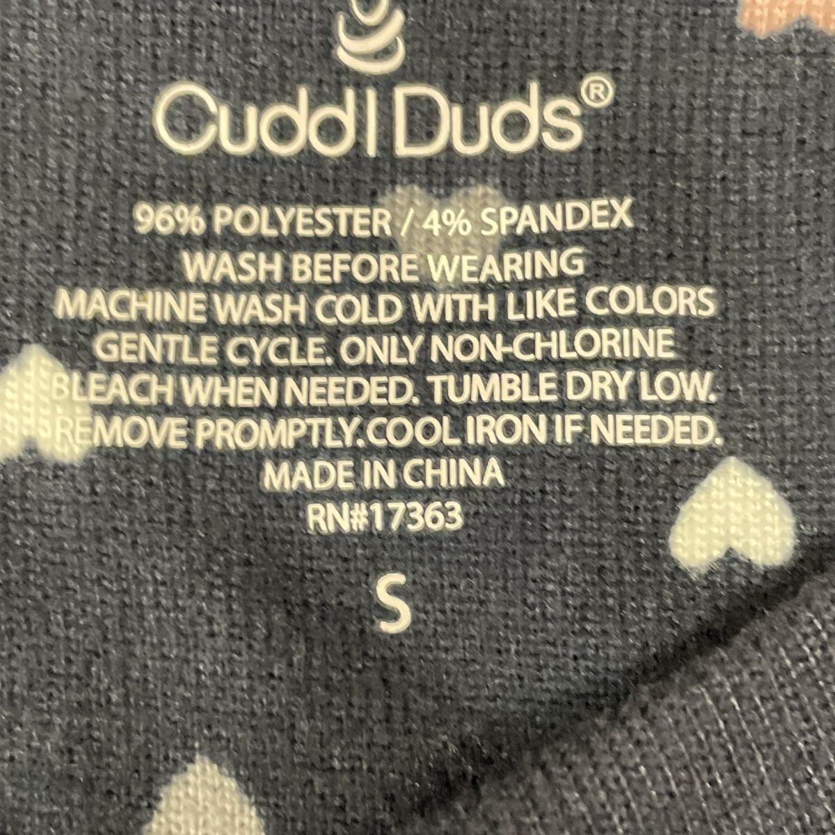 Cuddl Duds Women's Navy Heart Print Long Sleeve Pajama Lounge Top NWT Sz S