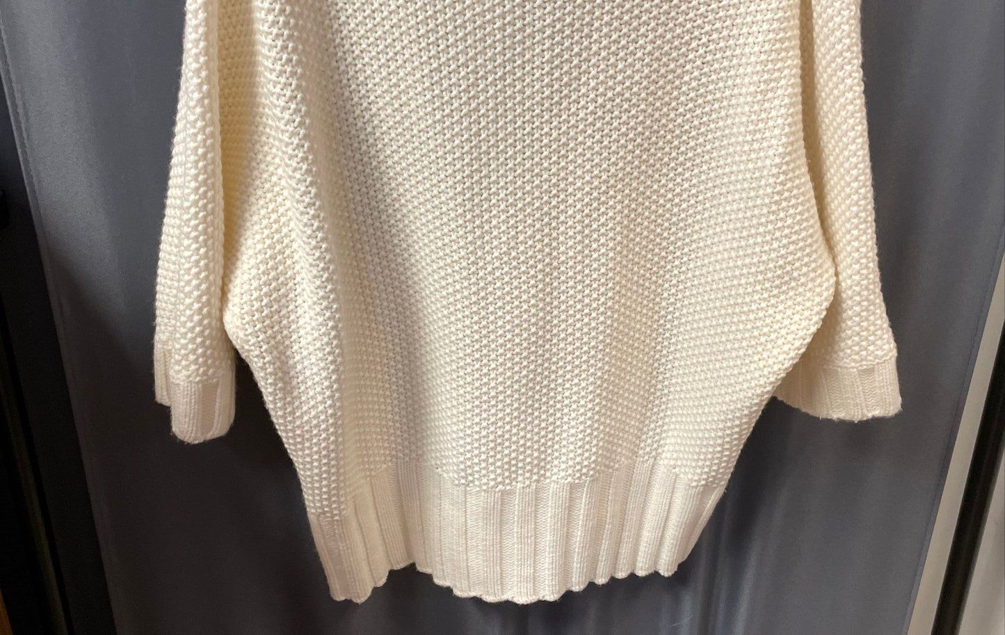 Express Women's Cream Wool Blend Cowl Neck Cable Knit Dolman Sweater Sz M