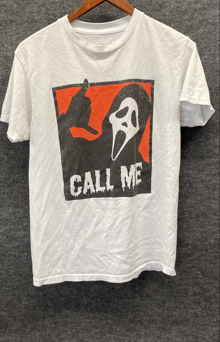 Ghostface Scream Horror Movie Call Me Graphic T-Shirt Bioworld Sz L