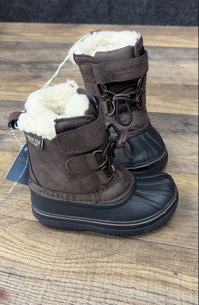 London Fog Lil Oxford Brown Black Toddler Snow Boots Size 5 NWT