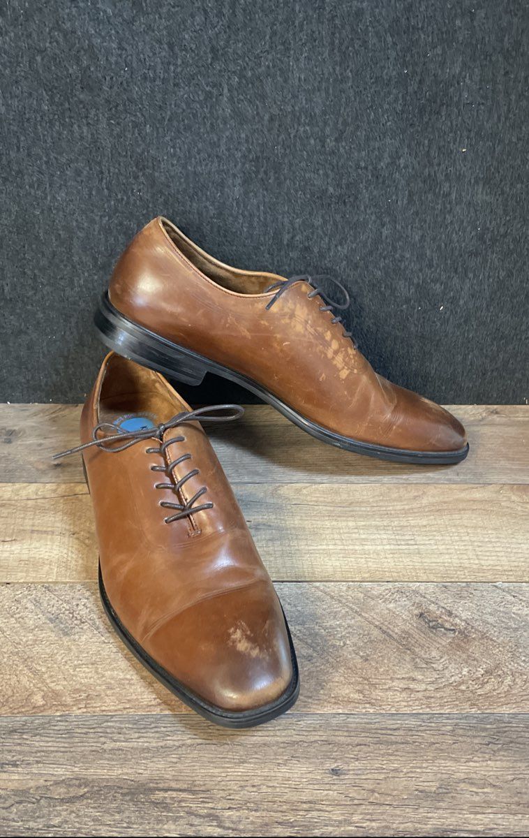 Kenneth Cole New York Techni-Cole Brown Cap Toe Oxford Dress Shoes Size 10