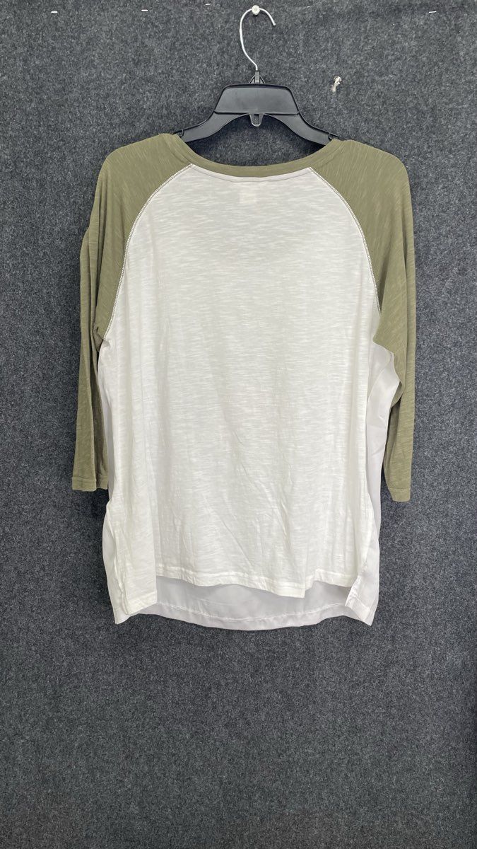 Ariat Women's Raglan Shirt 3/4 Sleeve White Green Bull Skull Floral Boho Sz XL