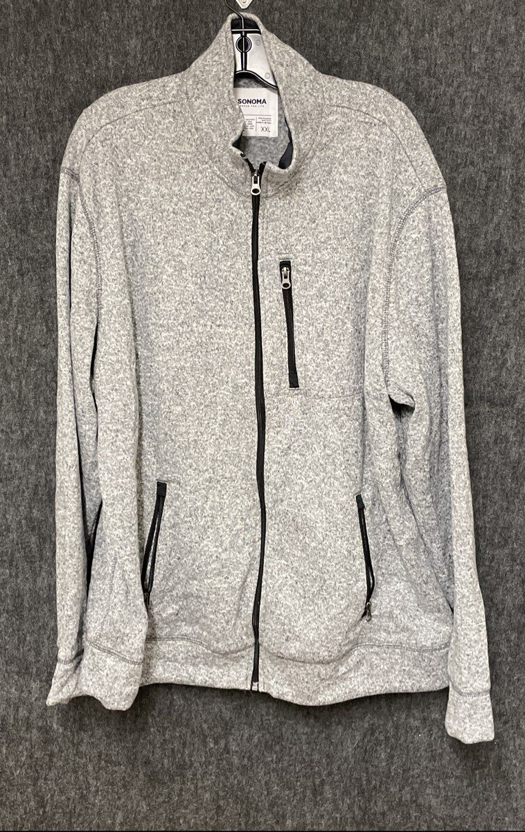 SONOMA Goods for Life Men's Gray Full Zip Fleece Sweater Jacket Sz XXL