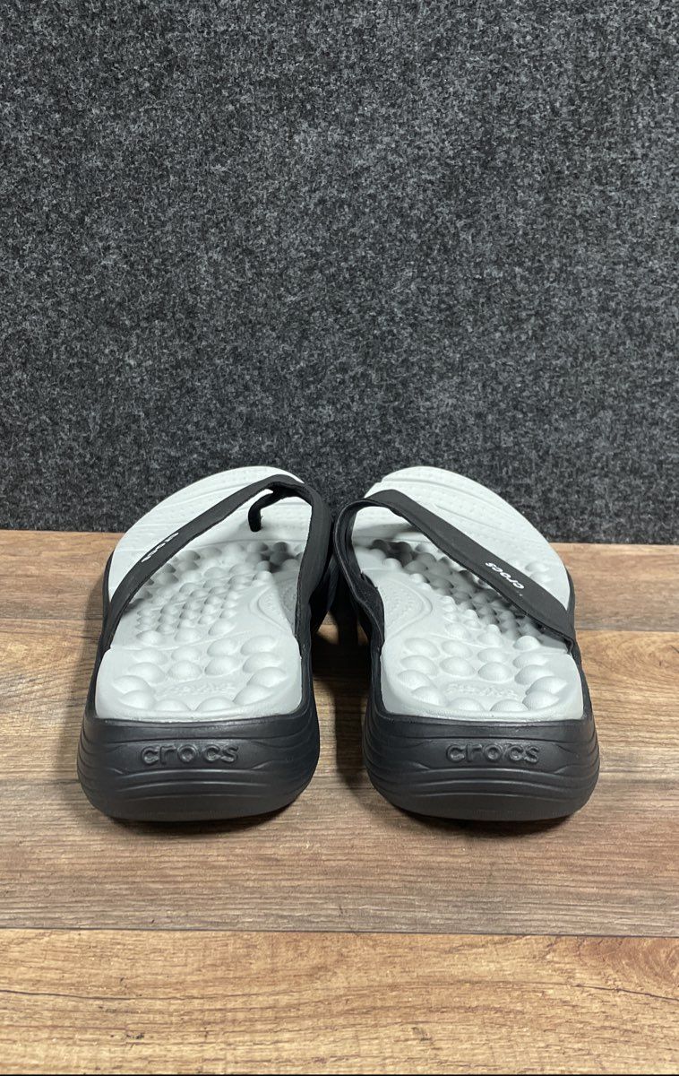 Crocs Reviva Flip Flop Sandals Black Slate Grey Women's Size 10